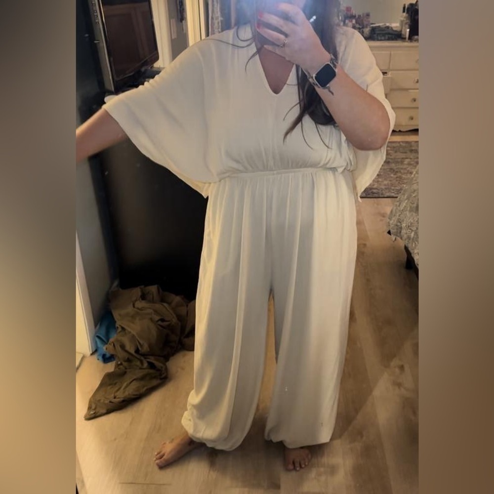 FREE PEOPLE “ Venus One Piece” women’s butterfly sleeve jumpsuit in blue XS nwt - Picture 12 of 16